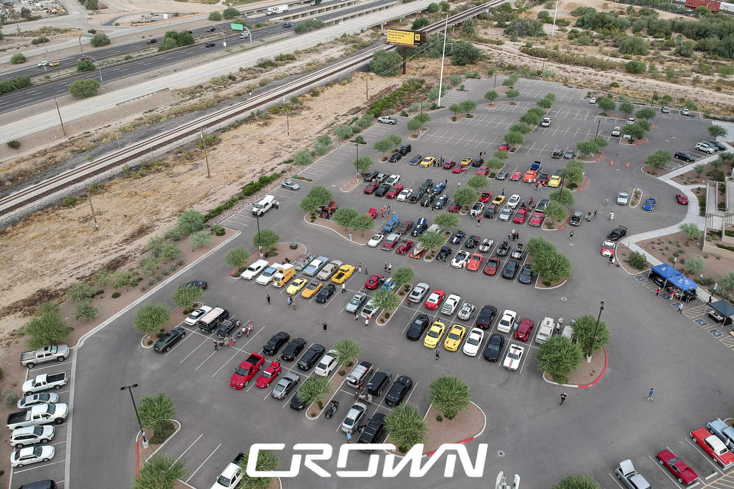 Overview of cars and coffee and clubs at topgolf tucson