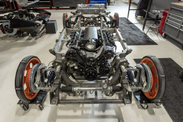 Bare Roadster Shop Spec 3 chassis with LS3 engine for a 1963 Corvette Sting Ray convertible restomod