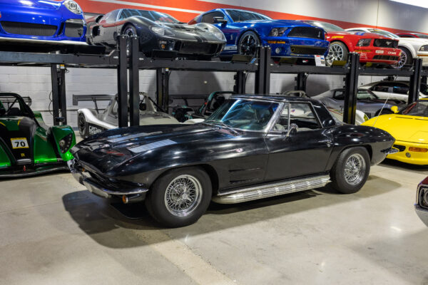 Original black 1963 Corvette Sting Ray in storage at Crown Customs before its restomod build began