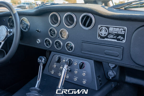 Side profile of a Shelby Daytona Coupe, chassis CSX9170, blue with white stripes
