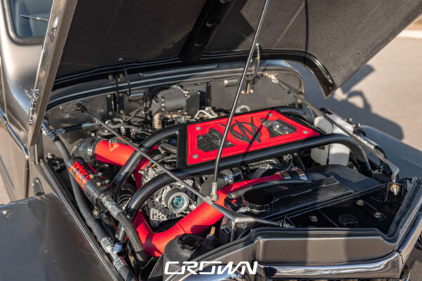 Custom 1961 Willys Jeep Pickup restomod built by Crown Customs in Tucson, Arizona, with restored bodywork, custom interior, 4x4 upgrades, and modern electronics.