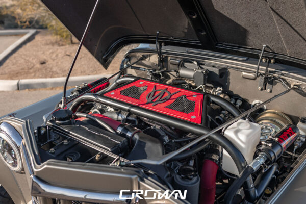 Custom 1961 Willys Jeep Pickup restomod built by Crown Customs in Tucson, Arizona, with restored bodywork, custom interior, 4x4 upgrades, and modern electronics.