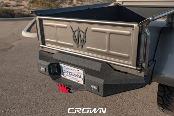 Custom 1961 Willys Jeep Pickup restomod built by Crown Customs in Tucson, Arizona, with restored bodywork, custom interior, 4x4 upgrades, and modern electronics.