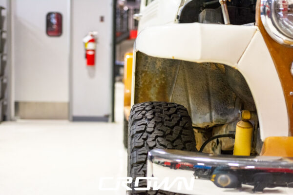 Custom 1961 Willys Jeep Pickup restomod built by Crown Customs in Tucson, Arizona, with restored bodywork, custom interior, 4x4 upgrades, and modern electronics.