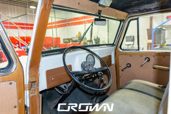 Custom 1961 Willys Jeep Pickup restomod built by Crown Customs in Tucson, Arizona, with restored bodywork, custom interior, 4x4 upgrades, and modern electronics.