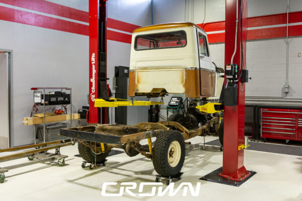 Custom 1961 Willys Jeep Pickup restomod built by Crown Customs in Tucson, Arizona, with restored bodywork, custom interior, 4x4 upgrades, and modern electronics.