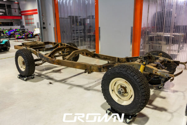 Custom 1961 Willys Jeep Pickup restomod built by Crown Customs in Tucson, Arizona, with restored bodywork, custom interior, 4x4 upgrades, and modern electronics.