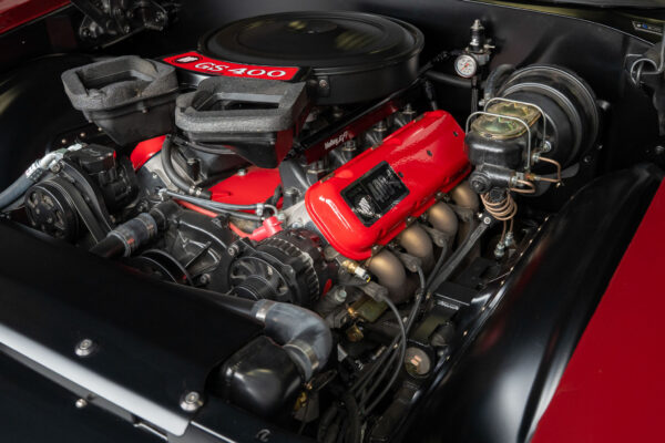 Custom 1969 Buick GS400 restomod built by Crown Customs in Tucson, Arizona, with LS376/480 power, 4L70-E automatic transmission, Forgeline wheels, black stripes, and custom interior work.