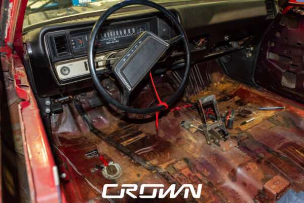Custom 1969 Buick GS400 restomod built by Crown Customs in Tucson, Arizona, with LS376/480 power, 4L70-E automatic transmission, Forgeline wheels, black stripes, and custom interior work.