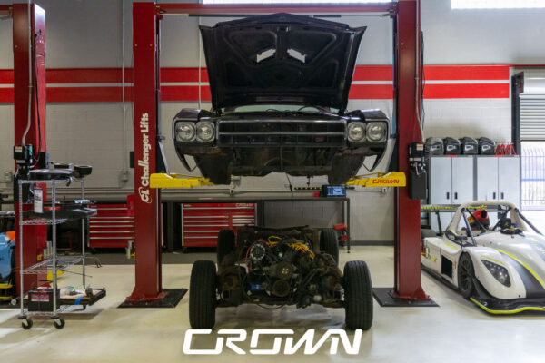 Custom 1969 Buick GS400 restomod built by Crown Customs in Tucson, Arizona, with LS376/480 power, 4L70-E automatic transmission, Forgeline wheels, black stripes, and custom interior work.
