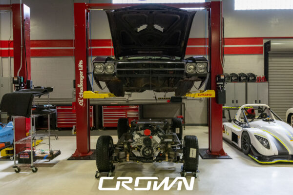 Custom 1969 Buick GS400 restomod built by Crown Customs in Tucson, Arizona, with LS376/480 power, 4L70-E automatic transmission, Forgeline wheels, black stripes, and custom interior work.
