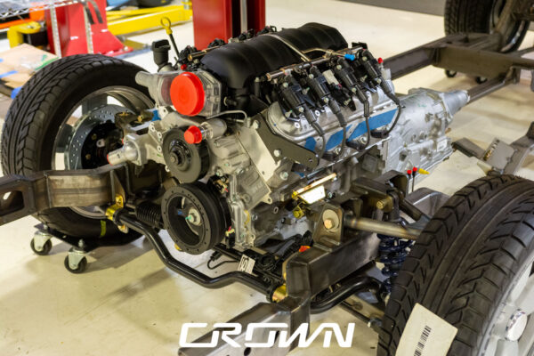 Custom 1969 Buick GS400 restomod built by Crown Customs in Tucson, Arizona, with LS376/480 power, 4L70-E automatic transmission, Forgeline wheels, black stripes, and custom interior work.