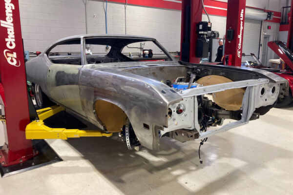 Custom 1969 Buick GS400 restomod built by Crown Customs in Tucson, Arizona, with LS376/480 power, 4L70-E automatic transmission, Forgeline wheels, black stripes, and custom interior work.
