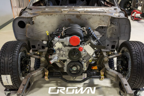 Custom 1969 Buick GS400 restomod built by Crown Customs in Tucson, Arizona, with LS376/480 power, 4L70-E automatic transmission, Forgeline wheels, black stripes, and custom interior work.