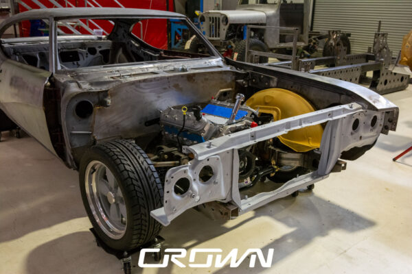 Custom 1969 Buick GS400 restomod built by Crown Customs in Tucson, Arizona, with LS376/480 power, 4L70-E automatic transmission, Forgeline wheels, black stripes, and custom interior work.