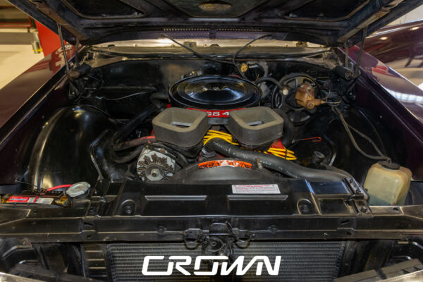 Custom 1969 Buick GS400 restomod built by Crown Customs in Tucson, Arizona, with LS376/480 power, 4L70-E automatic transmission, Forgeline wheels, black stripes, and custom interior work.