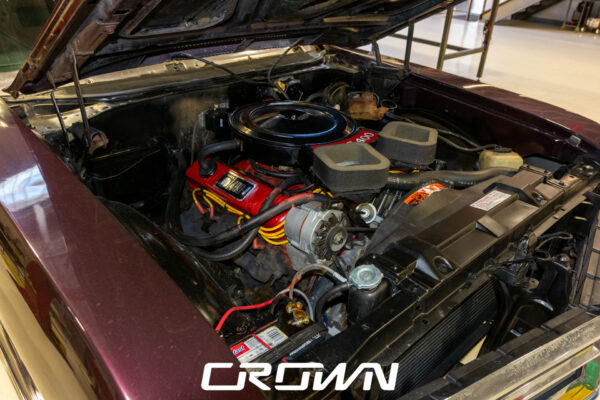 Custom 1969 Buick GS400 restomod built by Crown Customs in Tucson, Arizona, with LS376/480 power, 4L70-E automatic transmission, Forgeline wheels, black stripes, and custom interior work.