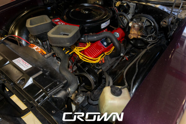 Custom 1969 Buick GS400 restomod built by Crown Customs in Tucson, Arizona, with LS376/480 power, 4L70-E automatic transmission, Forgeline wheels, black stripes, and custom interior work.