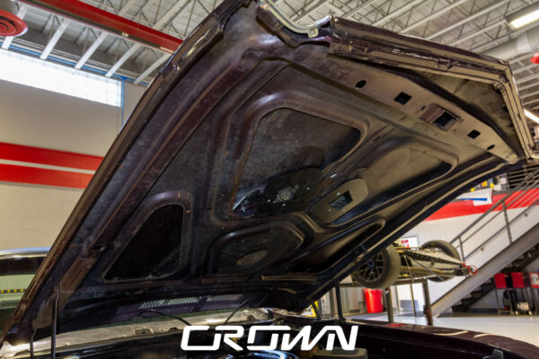 Custom 1969 Buick GS400 restomod built by Crown Customs in Tucson, Arizona, with LS376/480 power, 4L70-E automatic transmission, Forgeline wheels, black stripes, and custom interior work.