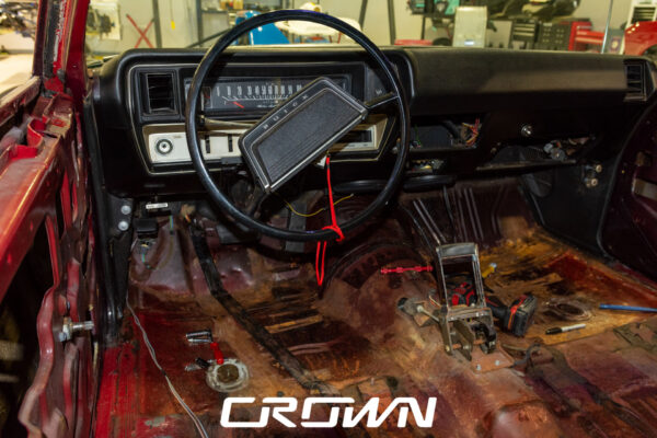 Custom 1969 Buick GS400 restomod built by Crown Customs in Tucson, Arizona, with LS376/480 power, 4L70-E automatic transmission, Forgeline wheels, black stripes, and custom interior work.