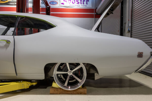 Custom 1969 Buick GS400 restomod built by Crown Customs in Tucson, Arizona, with LS376/480 power, 4L70-E automatic transmission, Forgeline wheels, black stripes, and custom interior work.