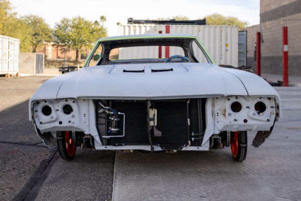Custom 1969 Buick GS400 restomod built by Crown Customs in Tucson, Arizona, with LS376/480 power, 4L70-E automatic transmission, Forgeline wheels, black stripes, and custom interior work.