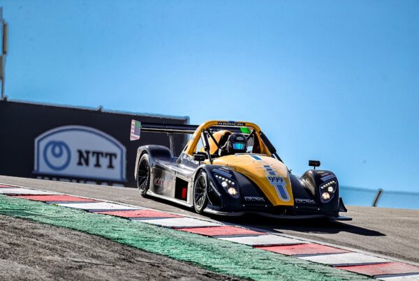 Jace Bacon Radical SR# driving on track at Laguna Seca race track