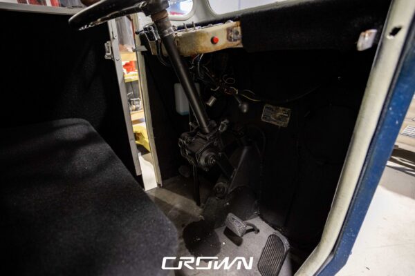 Under-dash wiring harness during the electric drivetrain conversion of a 1964 Rand Mailster