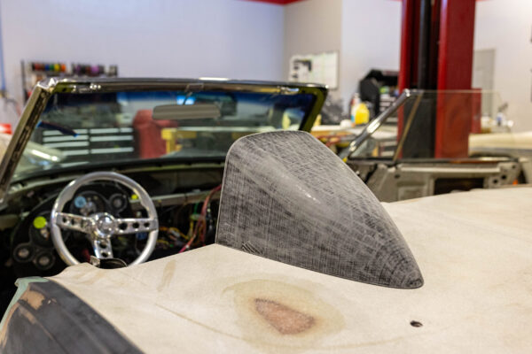 Windshield and A-pillar fabrication template on a 1963 Corvette Sting Ray restomod
