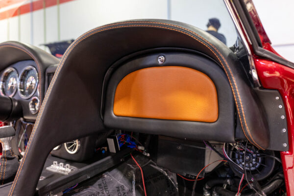 Interior seat and roll bar padding detail in a finished 1963 Corvette Sting Ray restomod