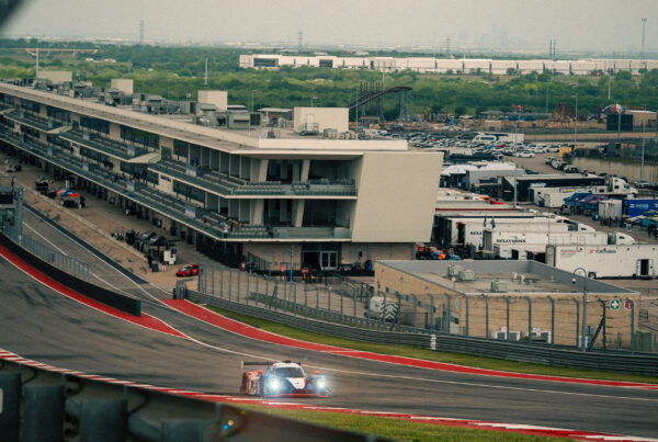 The No. 17 Crown Racing Ligier JS P320 racing at Circuit of The Americas during the IMSA Airbnb Endurance Challenge weekend.
