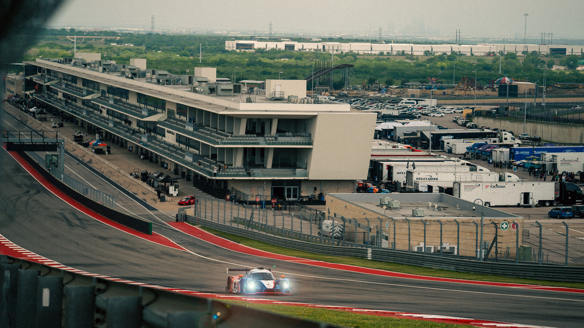 The No. 17 Crown Racing Ligier JS P320 racing at Circuit of The Americas during the IMSA Airbnb Endurance Challenge weekend.