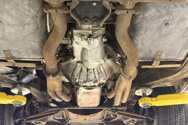 Engine removal underway on the 1970 Chevrolet Corvette frame-off restoration at Crown Customs
