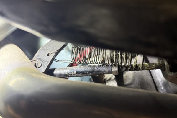 Body and interior removal in progress on the 1970 Chevrolet Corvette during its frame-off restoration at Crown Customs