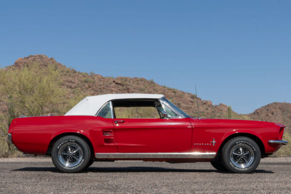 Fully restored 1967 Ford Mustang Convertible by Crown Concepts, featuring complete restoration work, classic Mustang convertible styling, detailed exterior finish, restored interior, and presentation-ready vehicle photography.