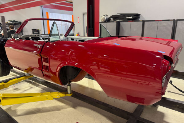 Fully restored 1967 Ford Mustang Convertible by Crown Concepts, featuring complete restoration work, classic Mustang convertible styling, detailed exterior finish, restored interior, and presentation-ready vehicle photography.