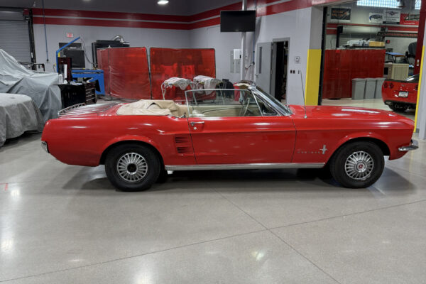 Fully restored 1967 Ford Mustang Convertible by Crown Concepts, featuring complete restoration work, classic Mustang convertible styling, detailed exterior finish, restored interior, and presentation-ready vehicle photography.