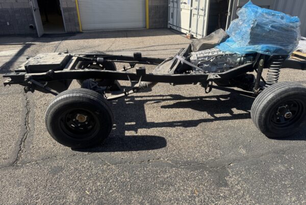 1968 Ford Bronco Coyote resto-mod in build at Crown Customs in Tucson, Arizona