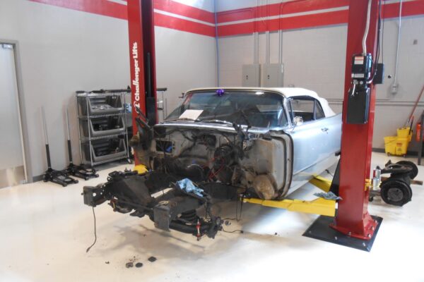1960 Cadillac Coupe deVille convertible restomod in progress at Crown Customs, 502 big-block build
