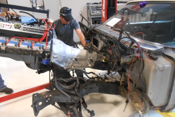 1960 Cadillac Coupe deVille convertible restomod in progress at Crown Customs, 502 big-block build