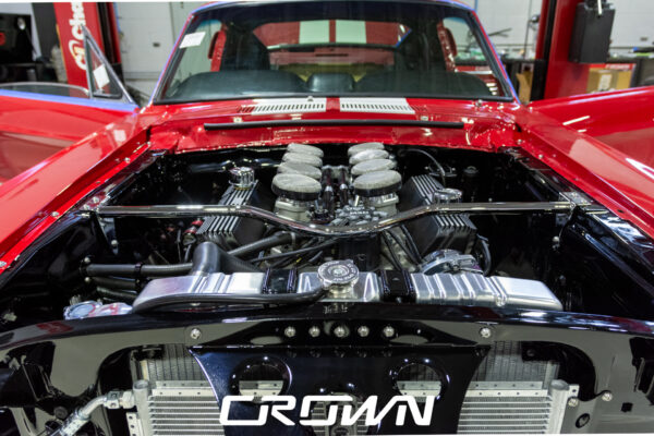1968 Shelby GT500 Fastback by Crown Customs, finished in Candy Apple Red with Le Mans stripes