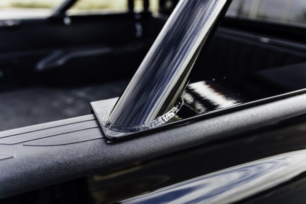 Bed rail edge detail on a 2016 Toyota Tacoma Back to the Future tribute truck