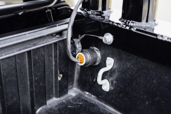 Bed wiring and mounting hardware for the light bar on a Toyota Tacoma tribute truck