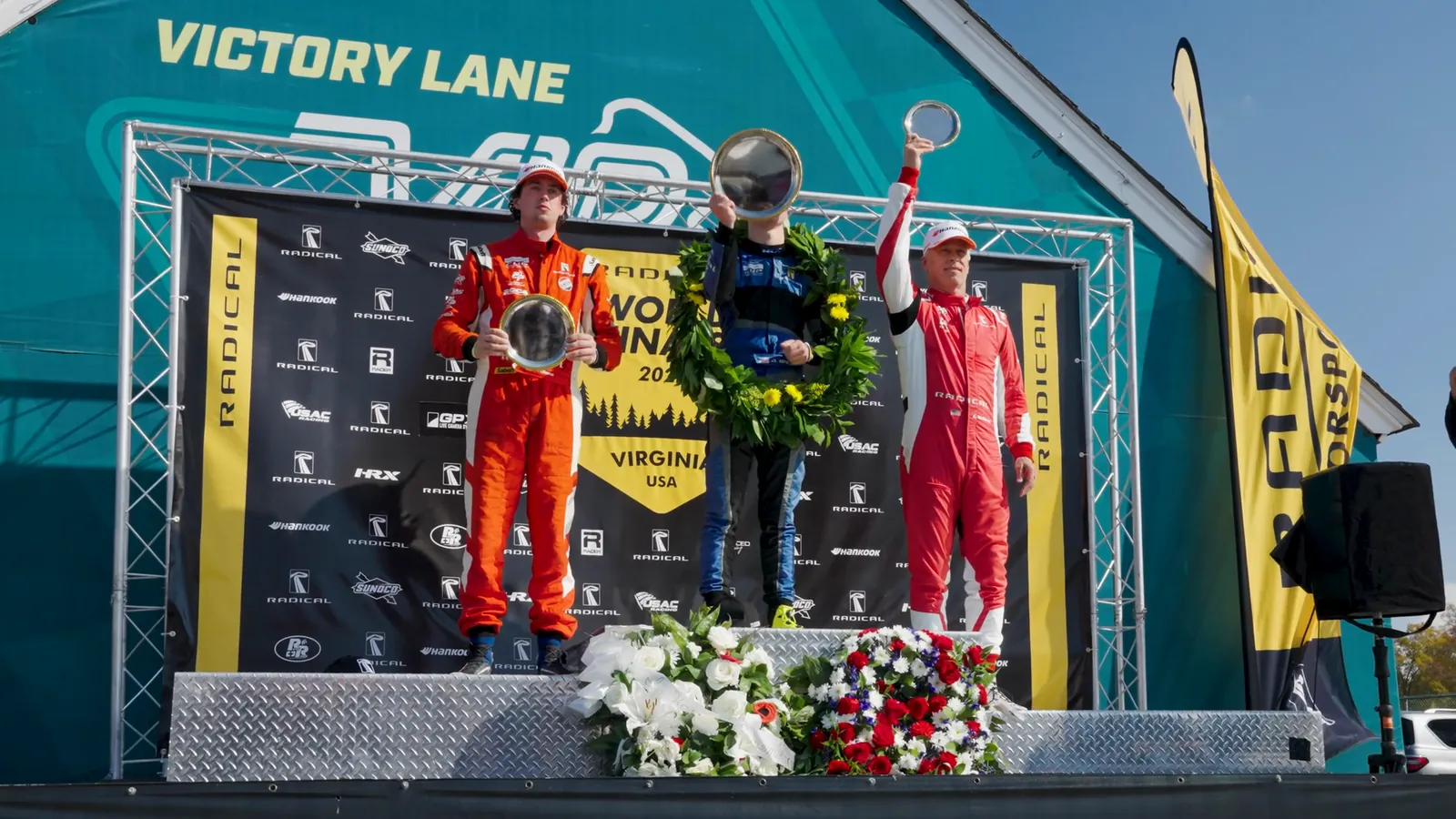 Victory Lane podium celebration at the Radical World Finals, VIRginia International Raceway